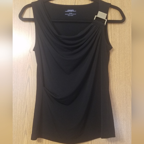 Carmen Marc Valvo Black Sleeveless Blouse Size XS - Picture 1 of 3